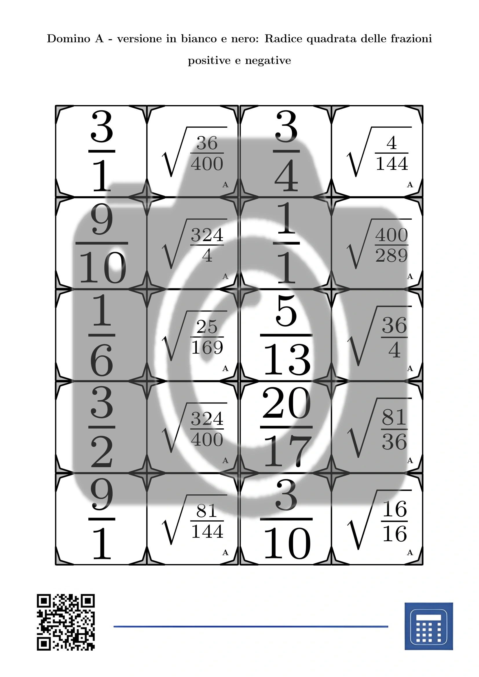 Domino: Radice quadrata delle frazioni positive e negative - immagine 3