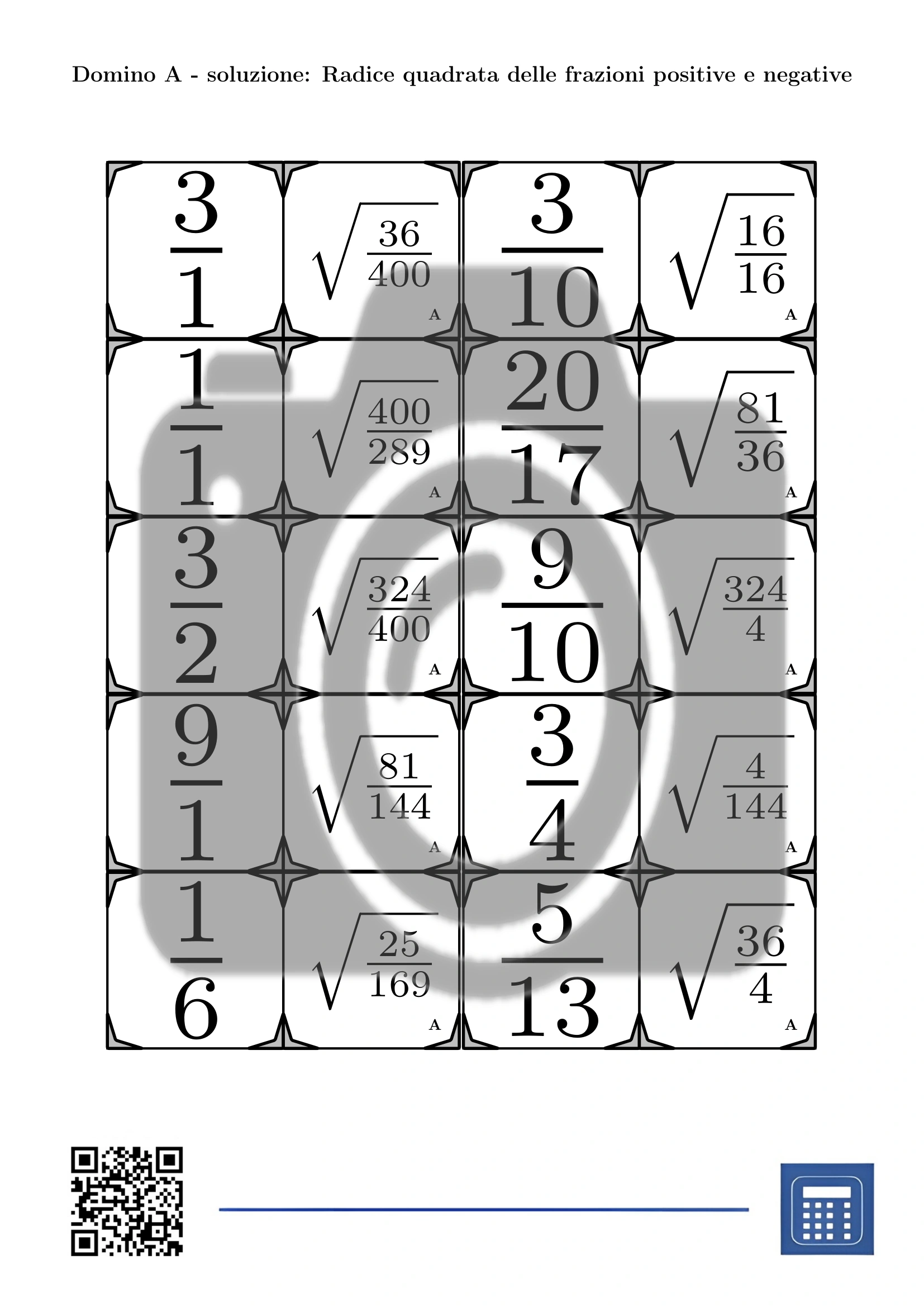 Domino: Radice quadrata delle frazioni positive e negative - immagine 4