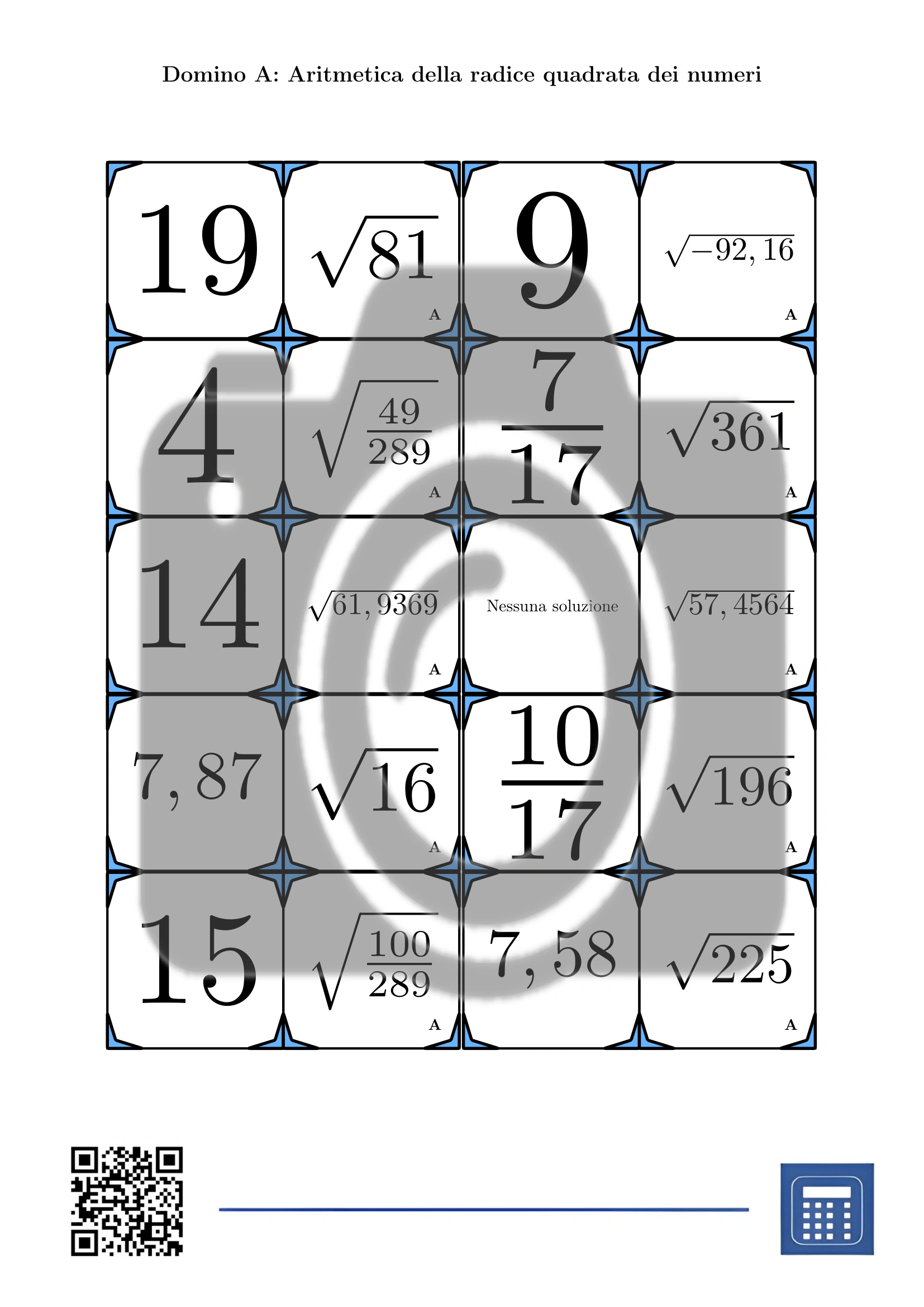 Domino: Aritmetica della radice quadrata dei numeri - immagine 2