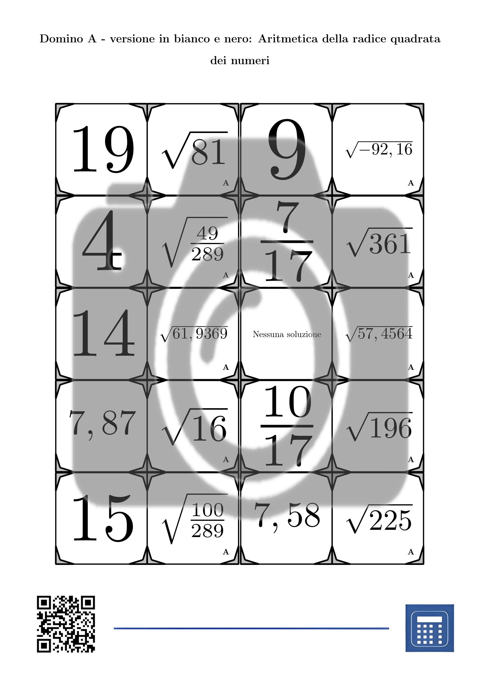 Domino: Aritmetica della radice quadrata dei numeri - immagine 3