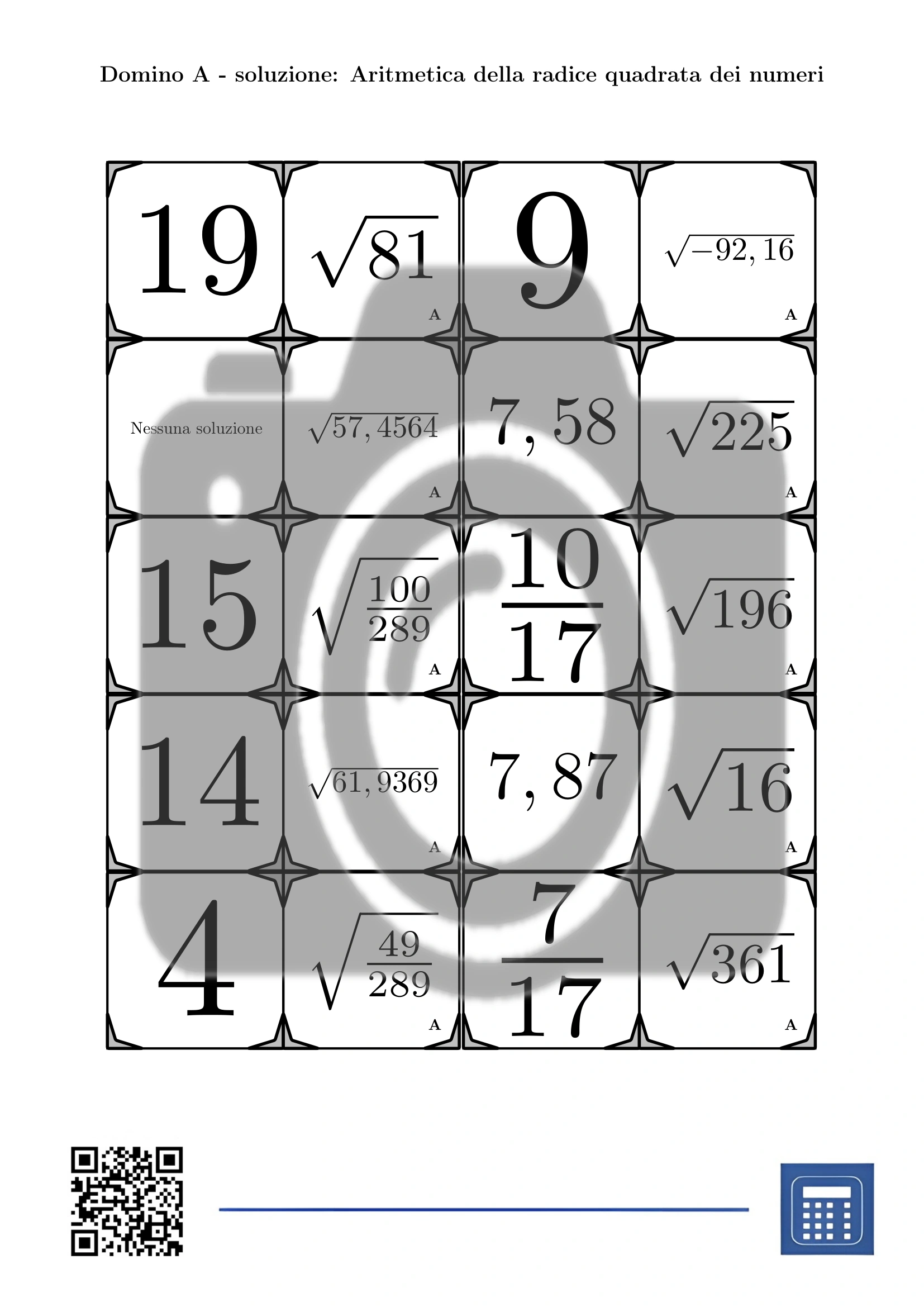Domino: Aritmetica della radice quadrata dei numeri - immagine 4