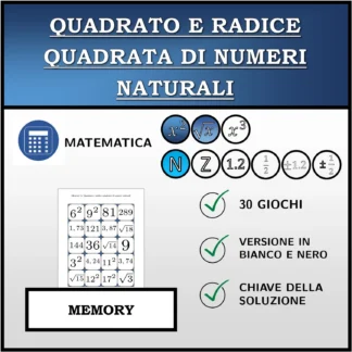 Memory: Quadrato e radice quadrata di numeri naturali