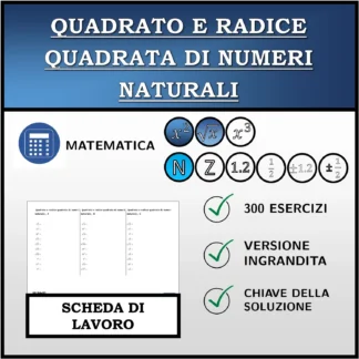 Scheda di lavoro: Quadrato e radice quadrata di numeri naturali