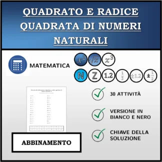 Esercizio di abbinamento: Quadrato e radice quadrata di numeri naturali